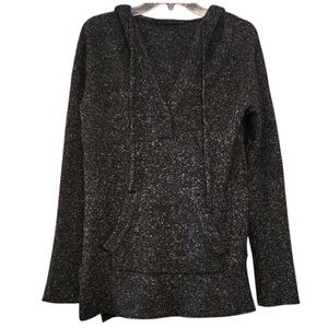 Jenni Kayne Sweater Hooded Merino Wool, alpaca, & silk, size XS Dark Charcoal